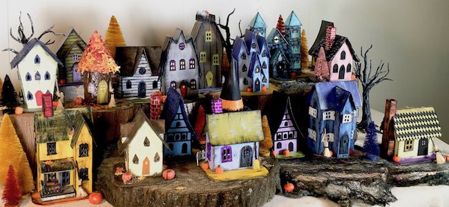13 Handcrafted Halloween Houses village