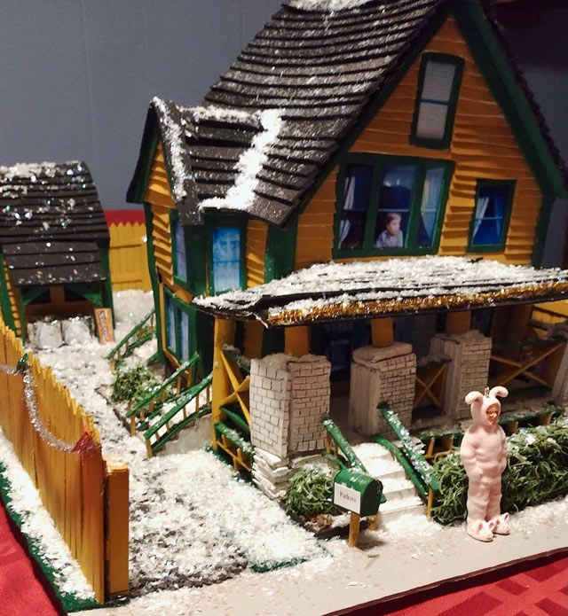 Miniature house with Ralphie in Bunny Suit