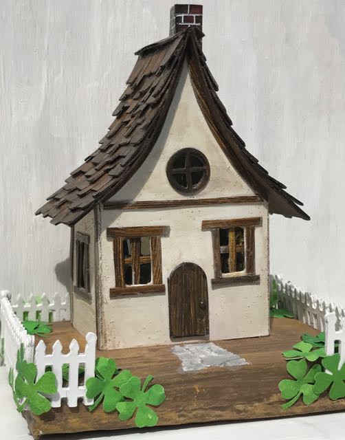 Irish Cottage Little Cardboard House for St. Patrick's Day