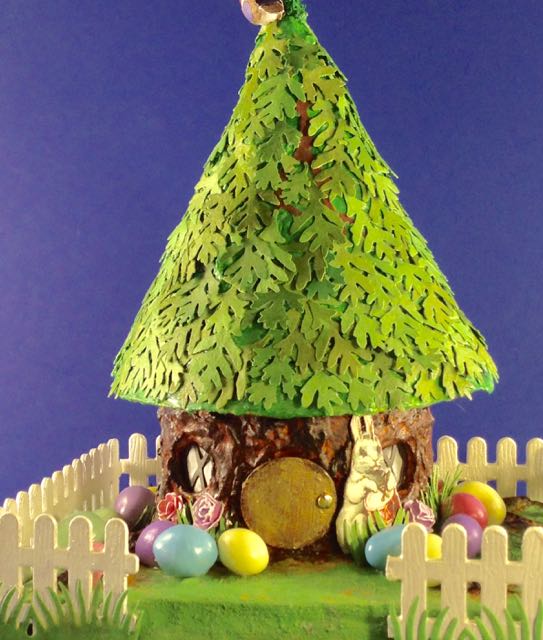 Easter Tree House with Bunnies and eggs