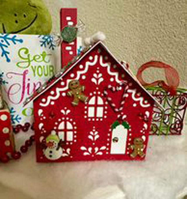 Red paper gingerbread house