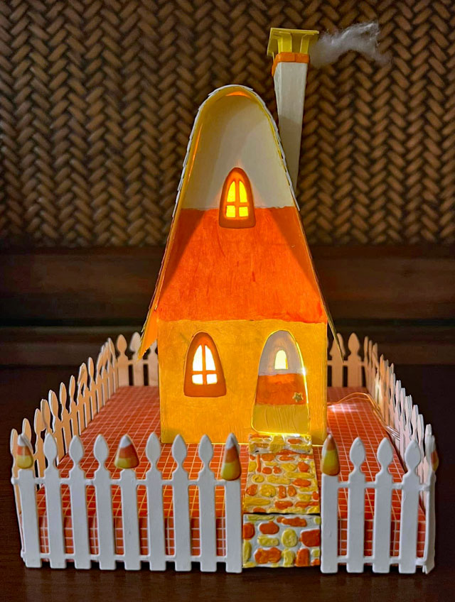 Candy corn shaped Halloween house