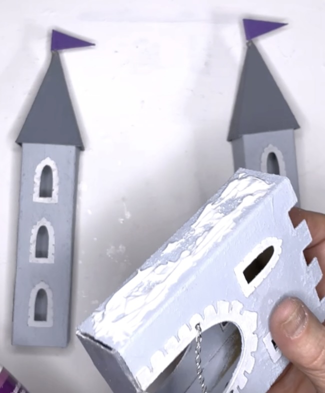 Apply glue side middle piece adhere to tower