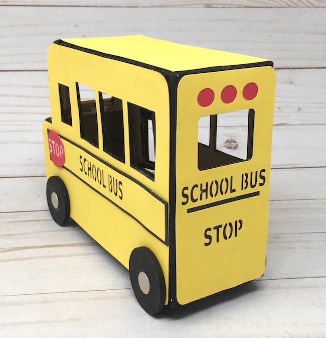 Back view of miniature school bus