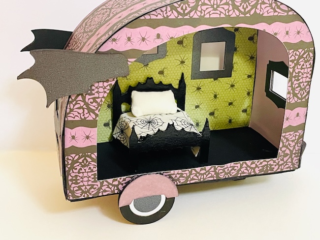 Bat Wing Bed in Halloween camper