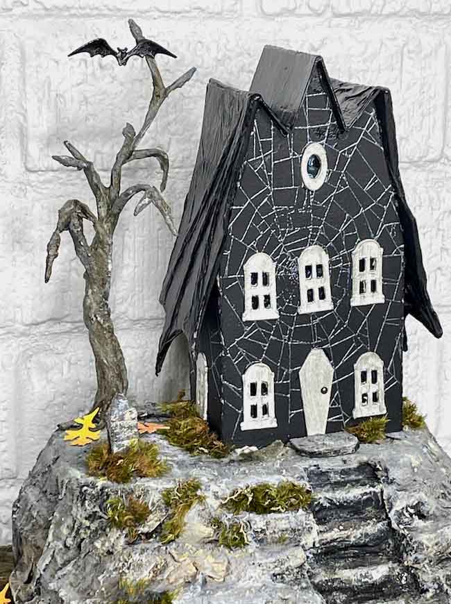 Bat Wing House with tiny paper mache tree