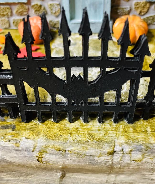 Bat wing iron fence for Halloween paper house
