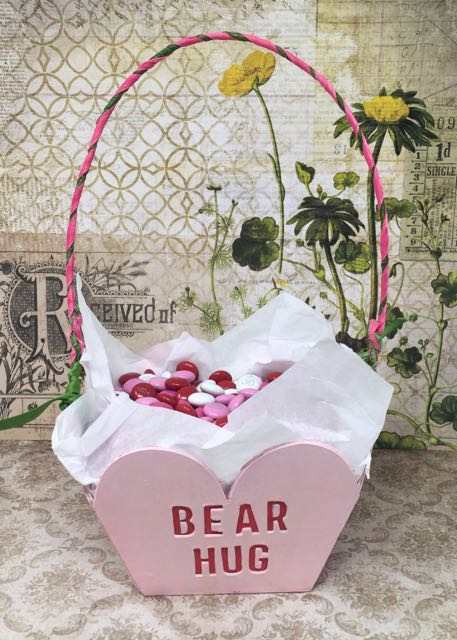 Bear Hug Sweetheart Candy basket with Valentine candy