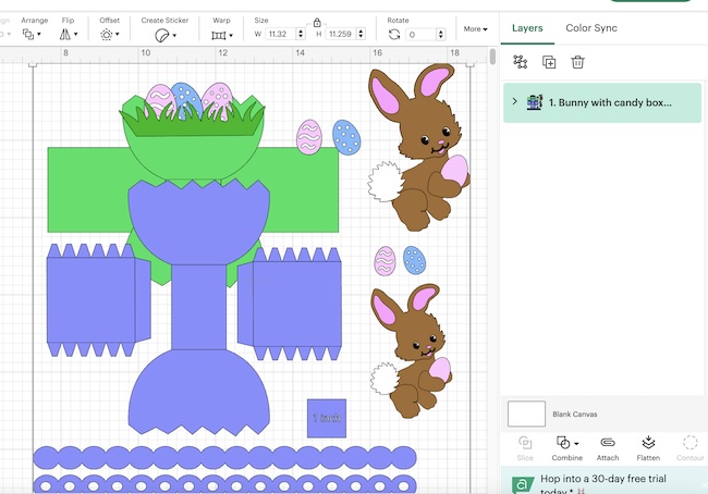 Bunny Candy Basket within Cricut Design Space