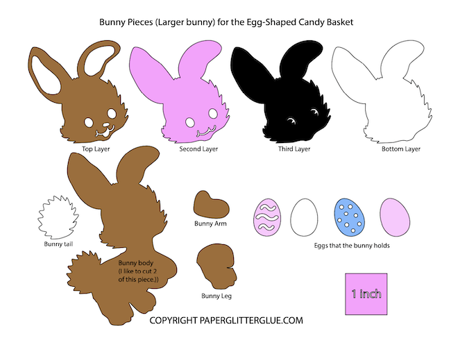 Cutout pieces to make bunny figure