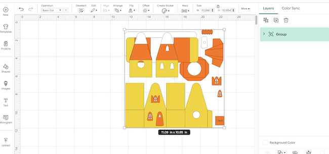 Candy corn house pattern in Cricut Design Space