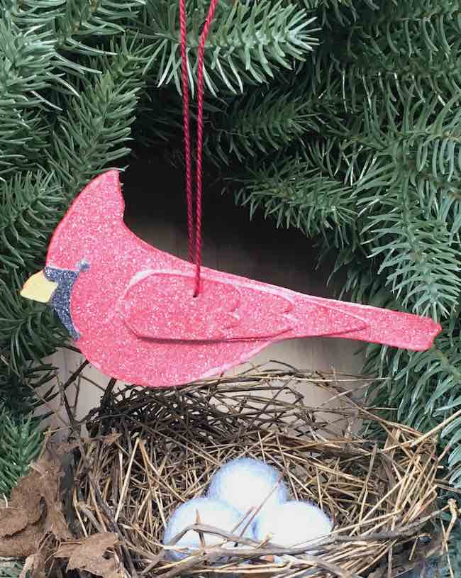 Glittered Cardinal Holiday Ornament