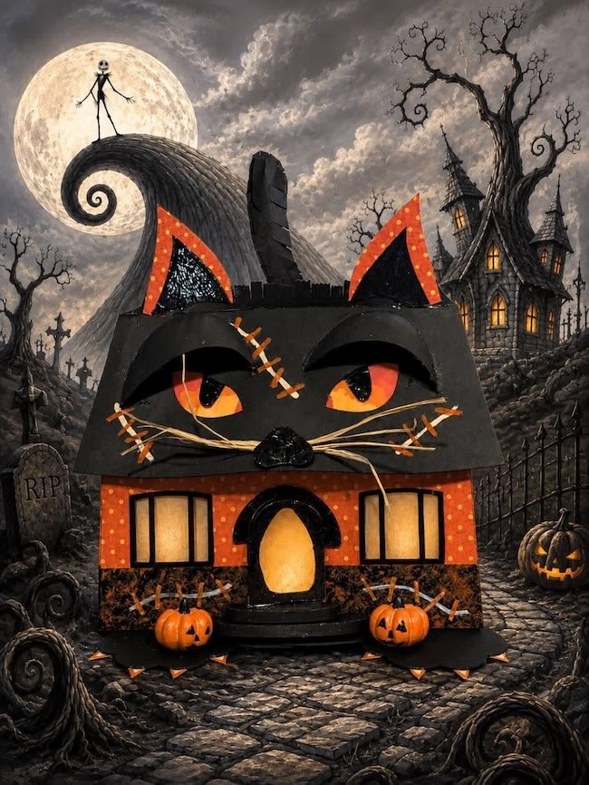 Paper house in the shape of a cat