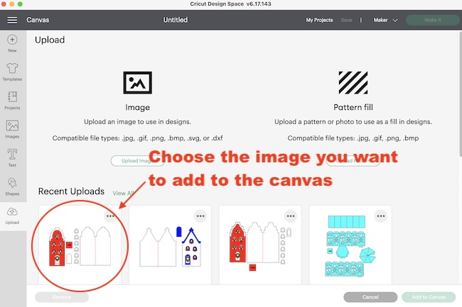 Choose the image that you want to add to canvas