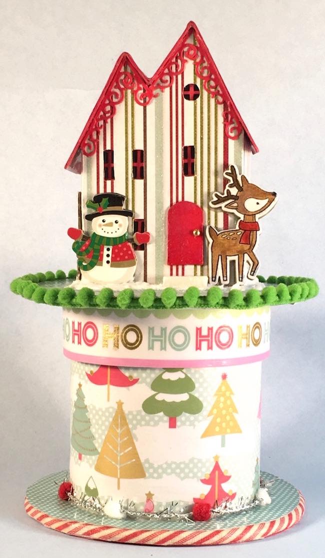 Christmas gift house on ribbon roll box