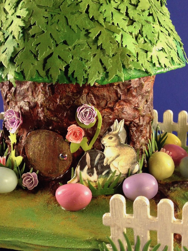 Close up of Tree Stump Easter house