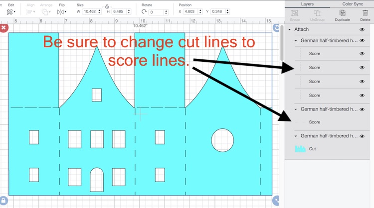 Design Space score lines for German Half Timbered Paper House
