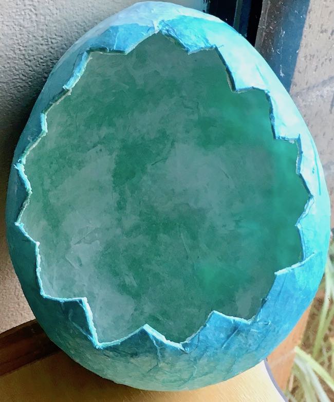 Easter egg paper mache cracked egg before painting