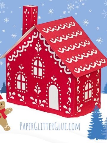Red paper gingerbread house