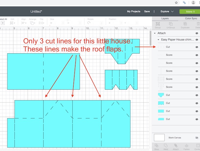 Easy Paper House Cut lines in Design Space