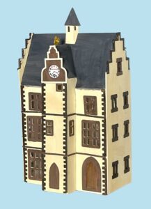 European Town Hall on blue background