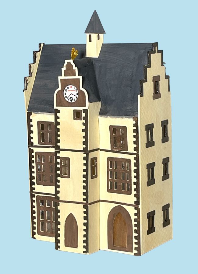European Town Hall on blue background