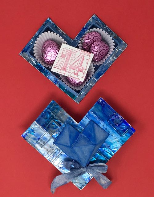 Faceted Heart Abstract candy box with candy