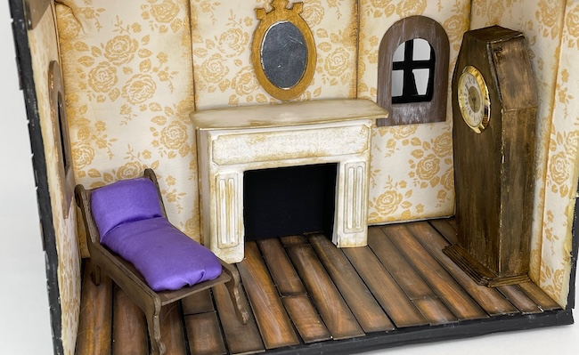 Miniature Fireplace in dollhouse