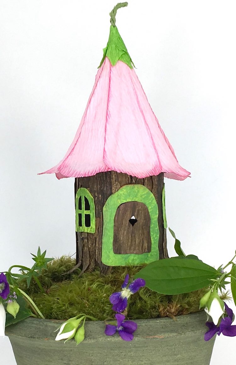 Flower top paper fairy house