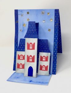 Fourth of July Holiday House card open