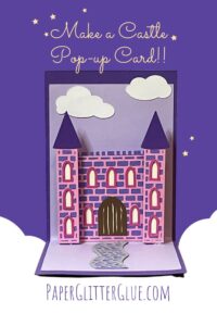 Pink and purple pop-up castle card