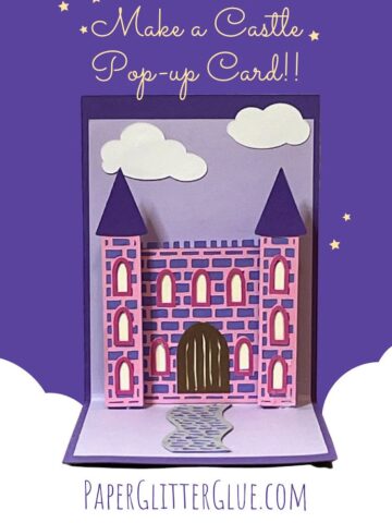 Pink and purple pop-up castle card