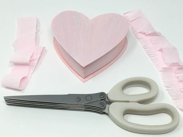 Fringe scissors crepe paper to make pinata candy box