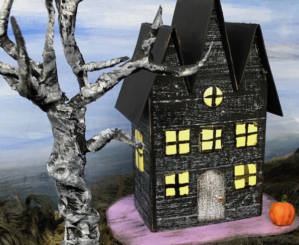 Triple Gable Gothic Halloween paper house #diyhalloween #halloweenhouse #paperhouse