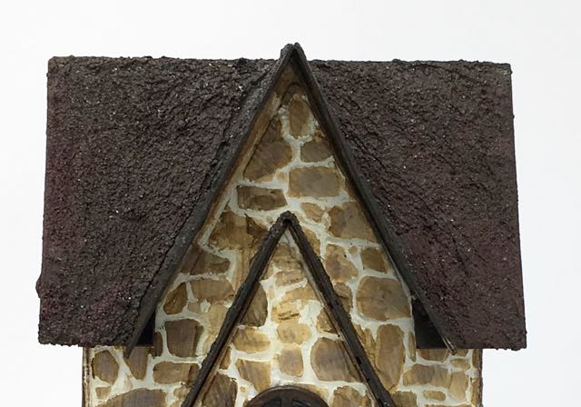 Christmas Farmhouse paper house Front gable roof trimmed