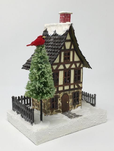 German Half-Timbered Christmas Paper House #putzhouse #glitterhouse #christmasvillage #papercraft