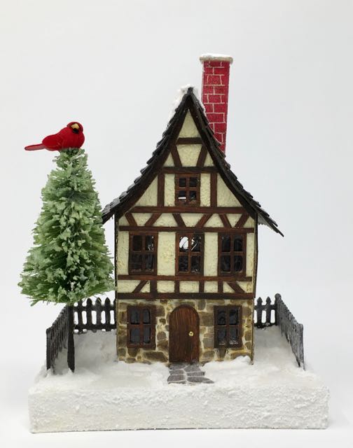 German Half-Timbered Christmas Paper House #putzhouse #glitterhouse #christmasvillage #papercraft
