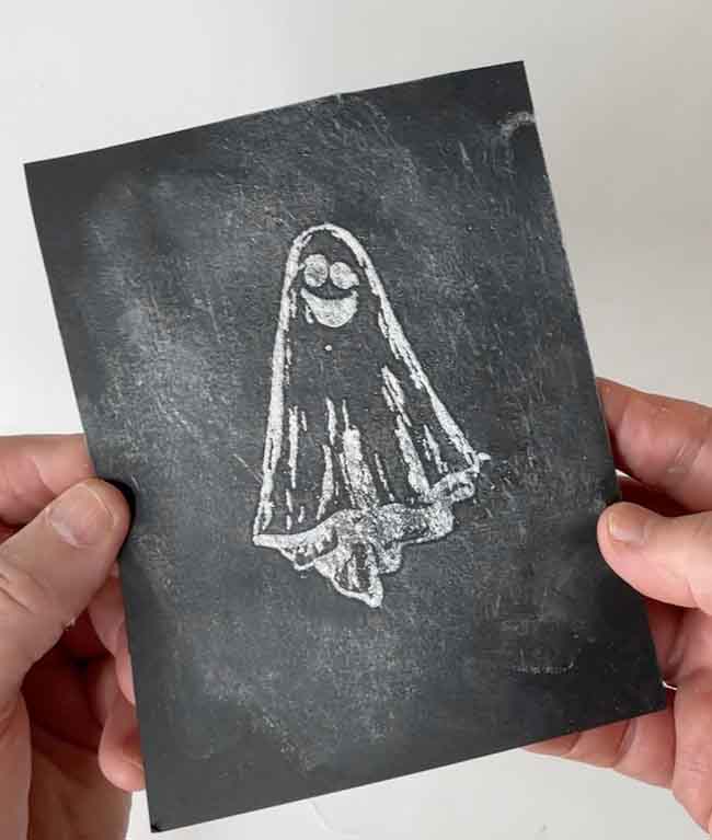 Ghost as chalkboard stamped image
