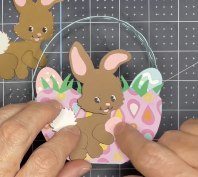 Glue bunny to front of basket