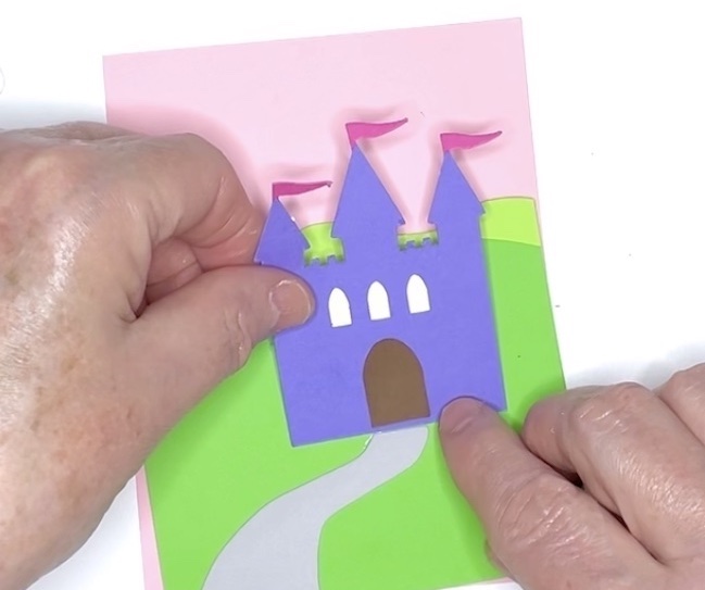 Glue the front castle and landscape pieces together