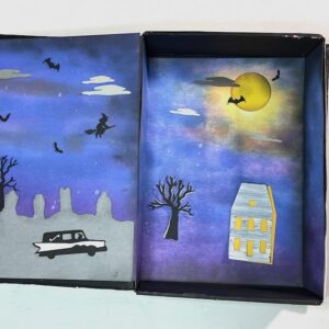 Halloween Book Diorama with dark inky backgrounds