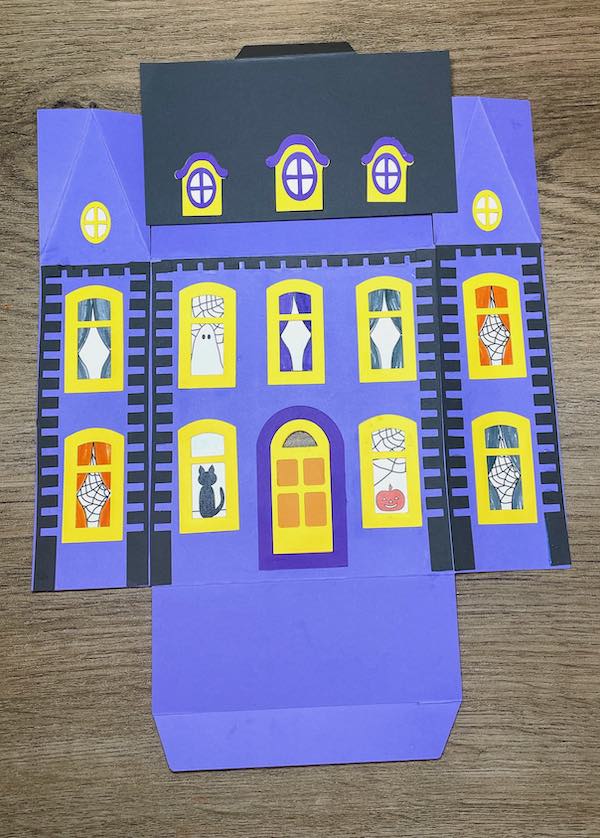 Purple paper house for Halloween