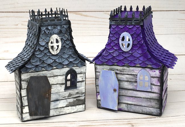 Halloween Manors made from recycled pasta boxes