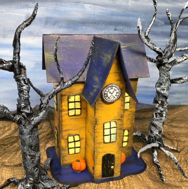 Halloween Paper House No 10 angle clock tower