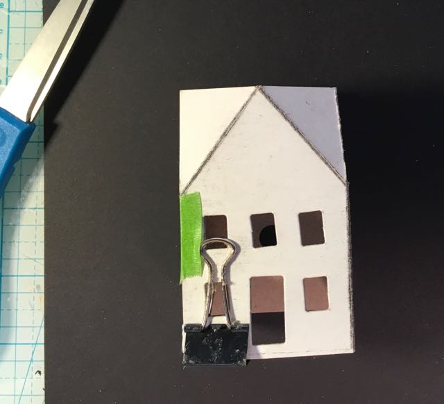 Handmade cardboard house glued together 