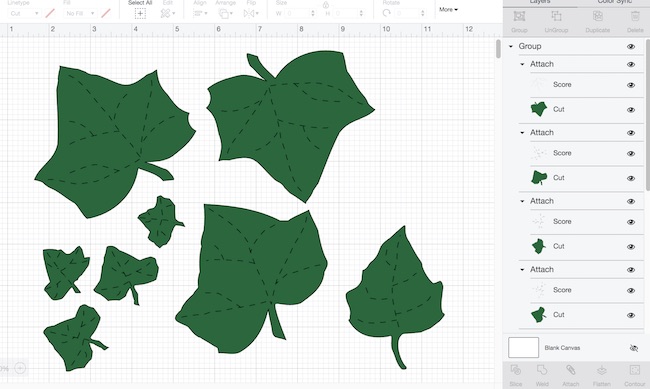 Ivy leaves in Cricut Design Space