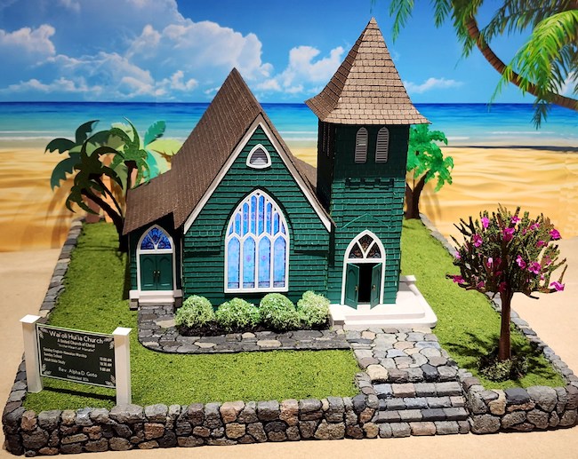 Miniature Green church on the beach