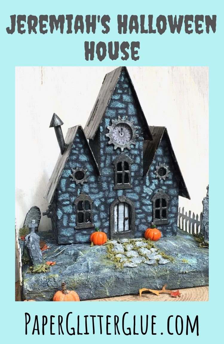 Jeremiah's Halloween Paper House with spooky landscaping details