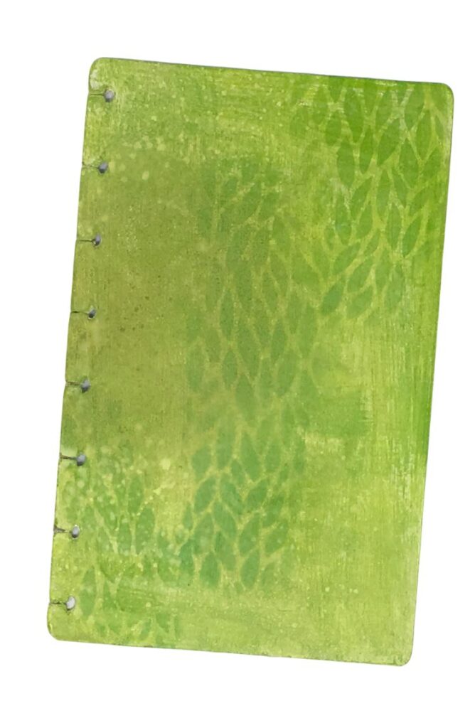 Journal cover stamped background green shades