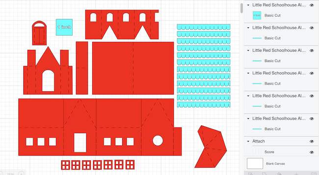 Little Red Schoolhouse template in Cricut Design Space